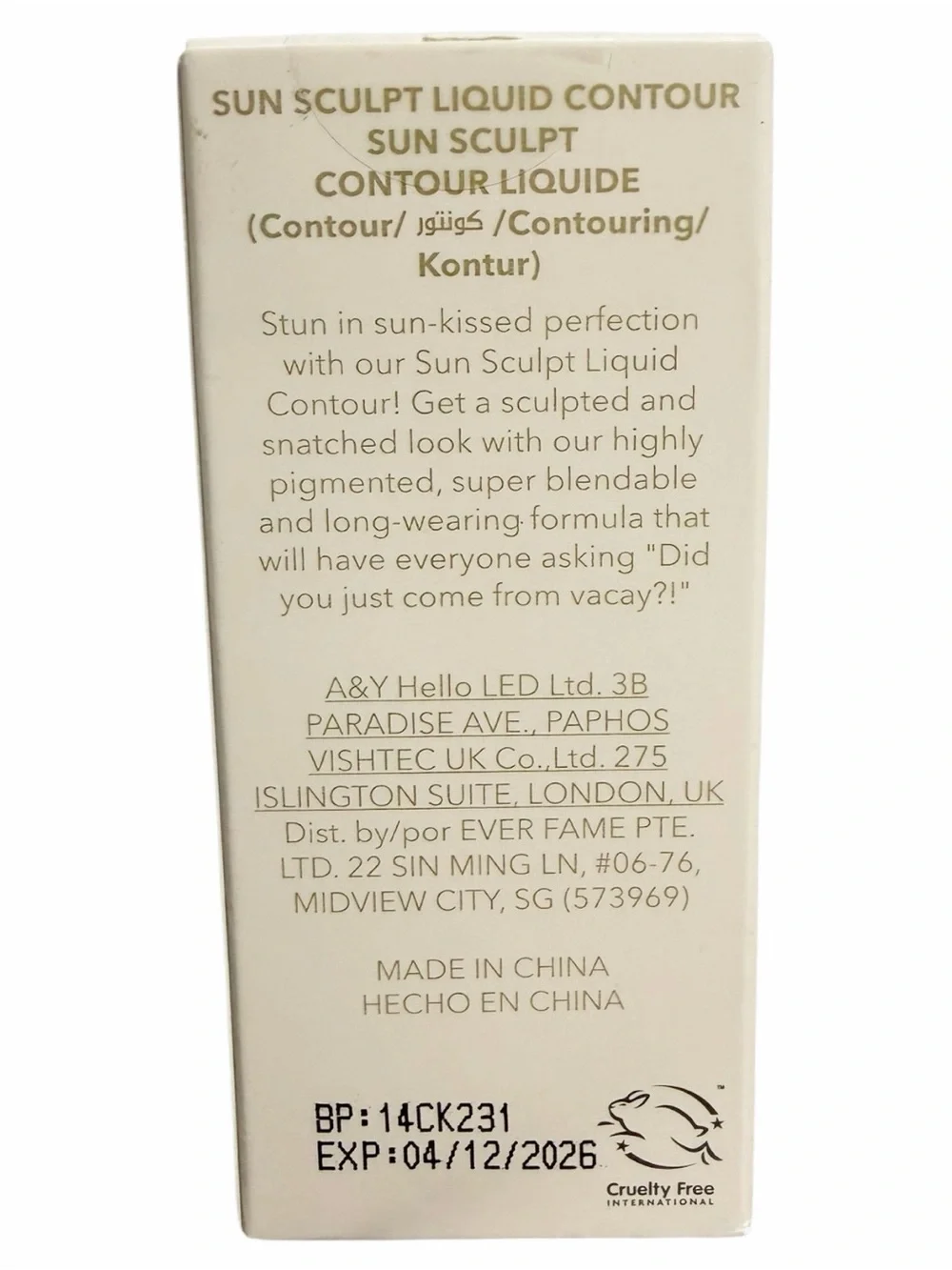 SHEGLAM Sun Sculpt Liquid Contour WARM HONEY ~ New & Sealed